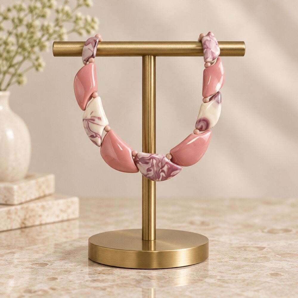 The Sophia Marbled Mauve Substantial Necklace
